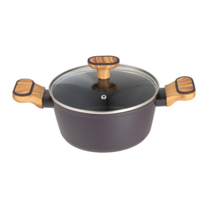 cacerola con tapa en aluminio forjado antiadherente