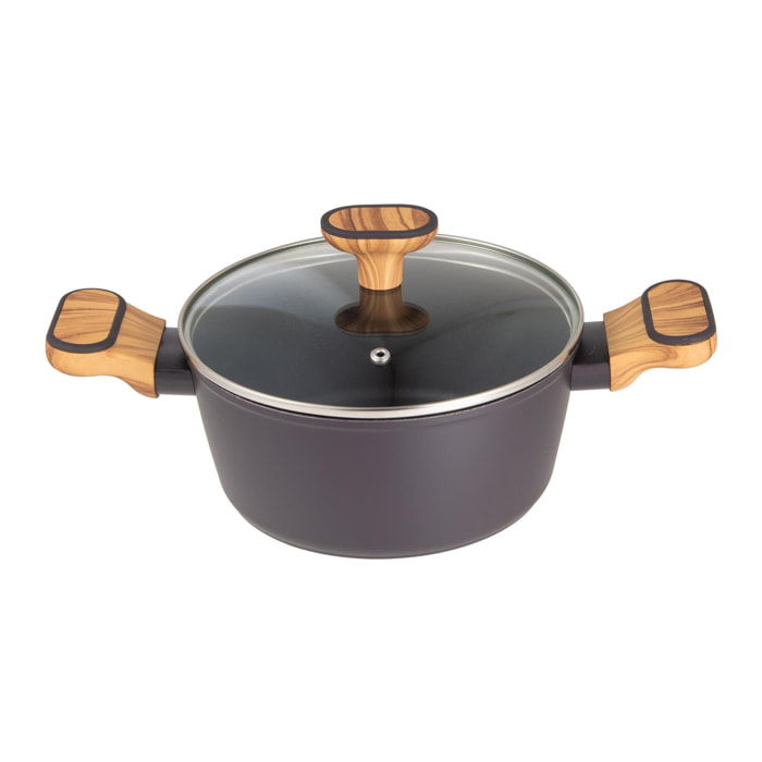 cacerola con tapa en aluminio forjado antiadherente