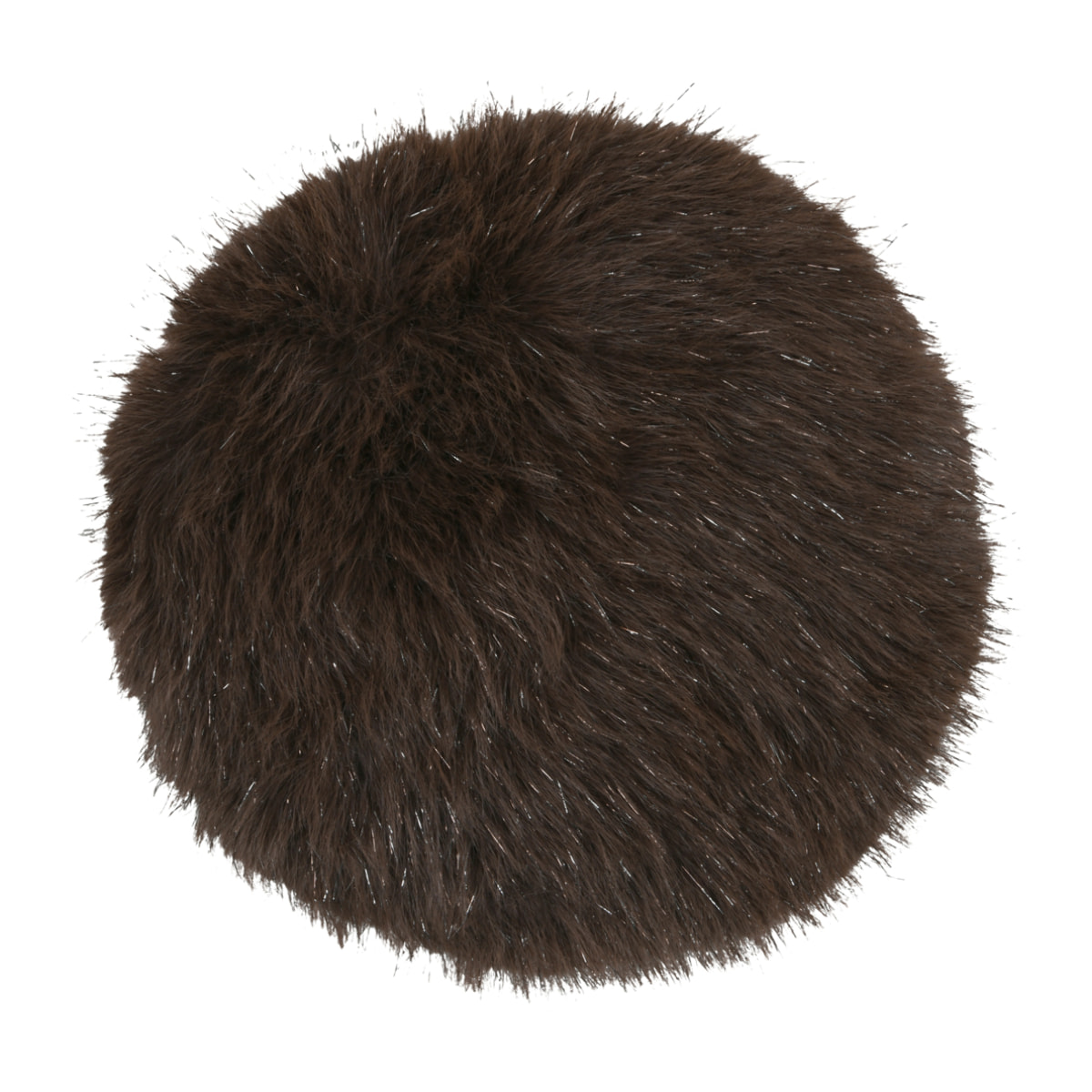 Coussin rond à poils longs - Marron Brun