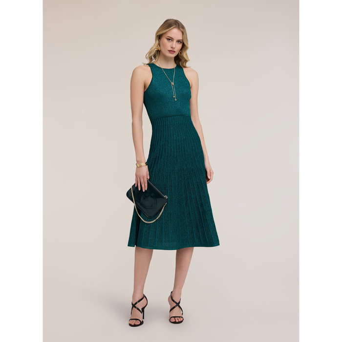 Motivi - Vestito flare in maglia plissé - Verde