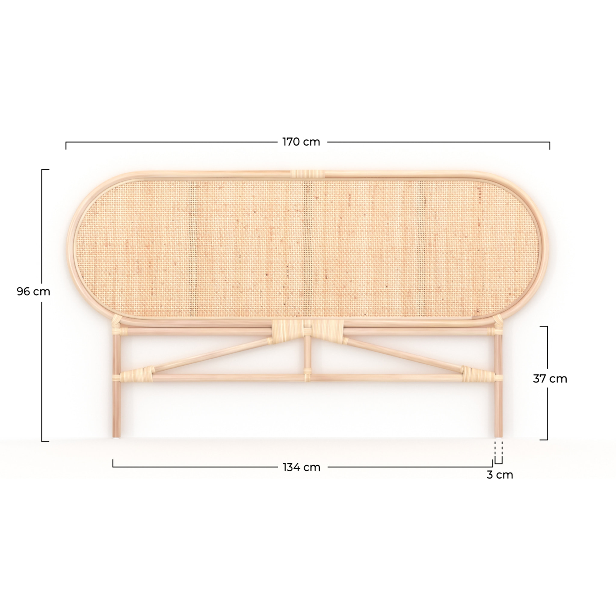Tête de lit en rotin naturel 140 cm - Navahino