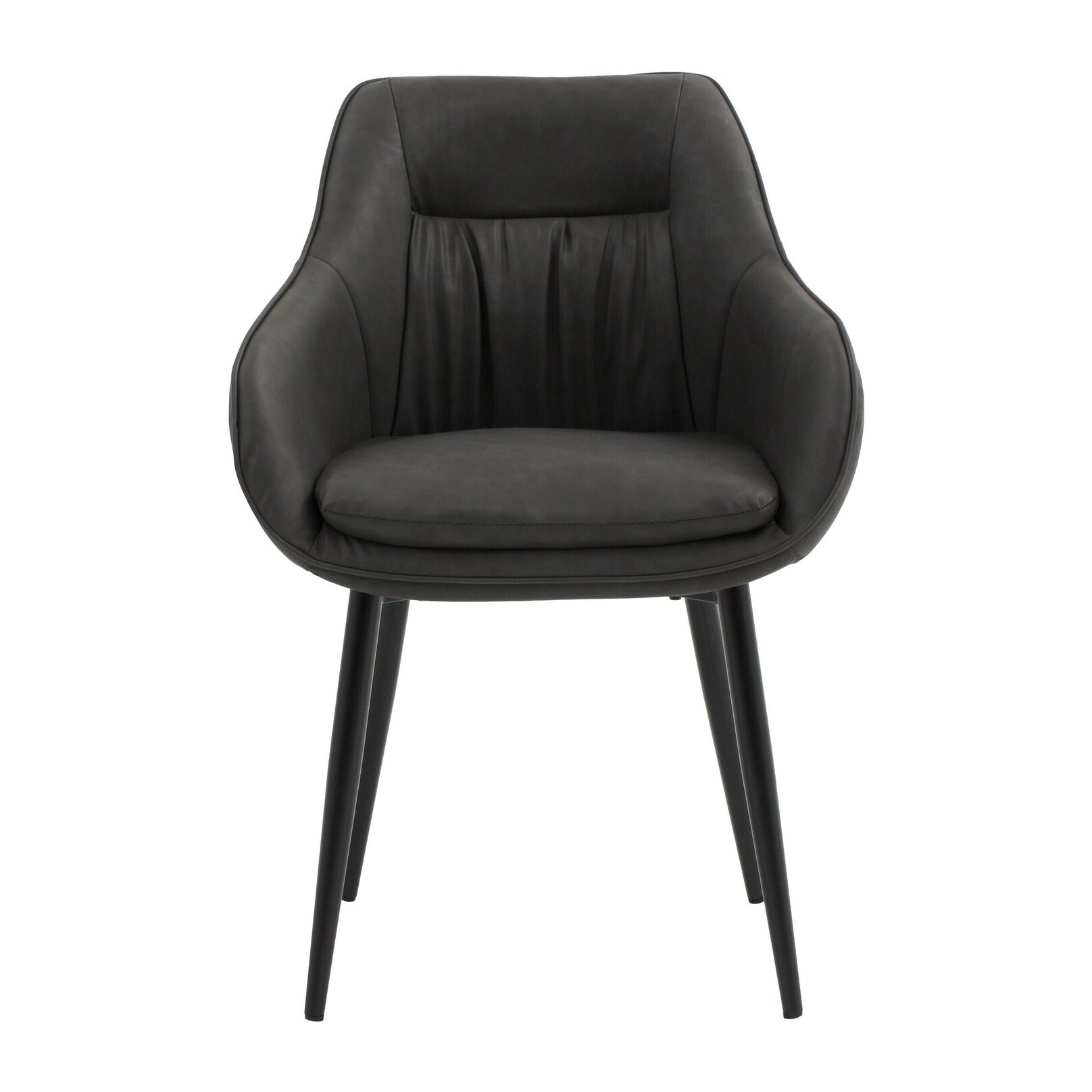 Set di 2 poltroncine HAMMERSMITH in similpelle antracite e gambe in metallo nero, con braccioli