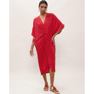 Abito midi in lino annodato