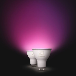 Ampoule LED connectée PHILIPS HUE GU10 White&Color Ambiance pack de 2