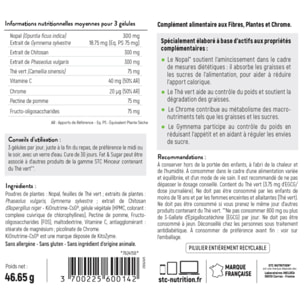 STC NUTRITION - Fat & Sugar Limit - Complément alimentaire à base de Nopal, Thé vert, Gymnema & Chitosan - Bloque les sucres et graisses - Favorise la satiété - Vegan - Cure 30 jours