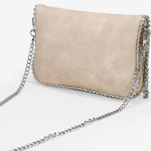 Bolso de hombro beige con cadena