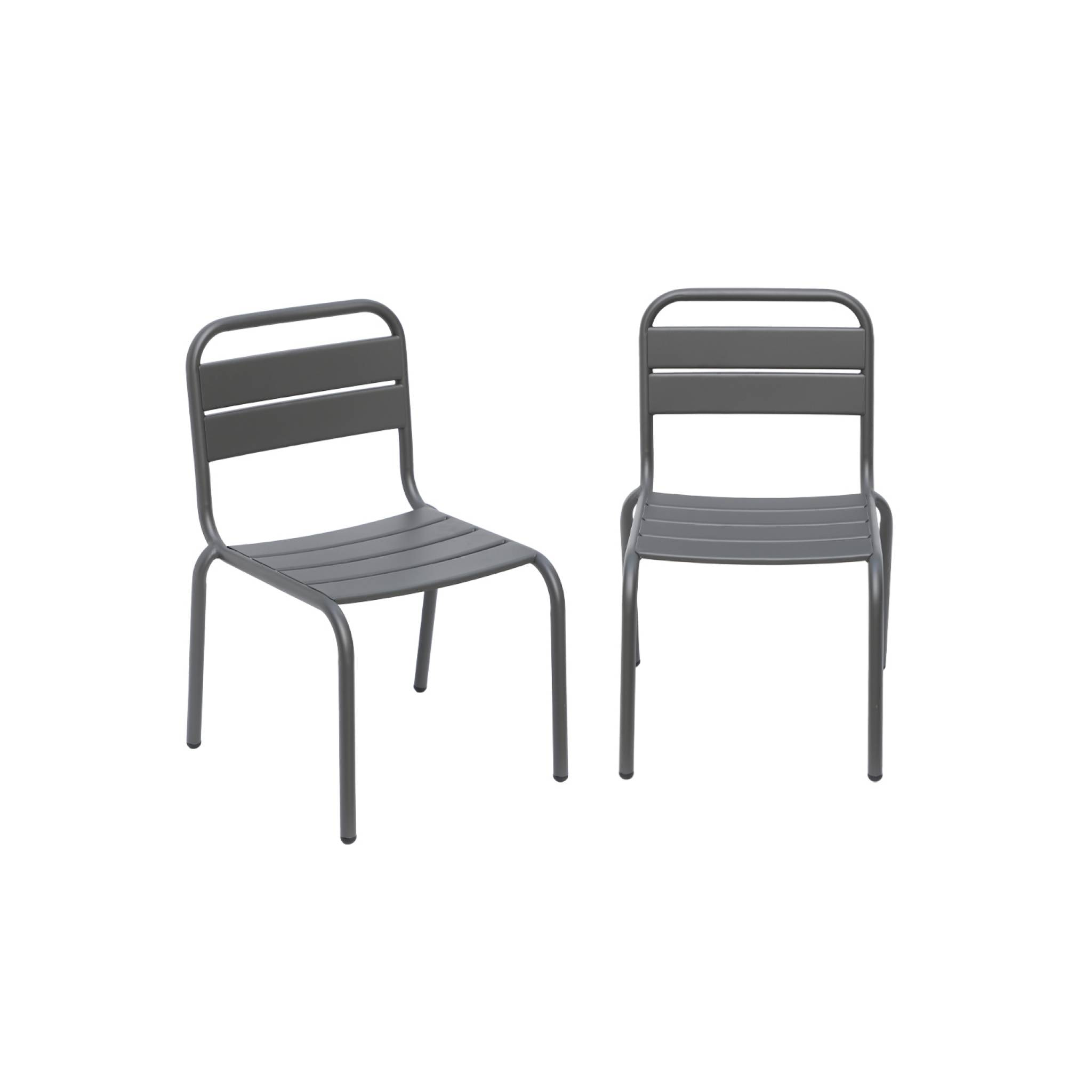 Salon de jardin enfant. lot de 2 chaises en métal anthracite pour enfant
