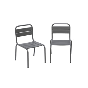 Salon de jardin enfant. lot de 2 chaises en métal anthracite pour enfant