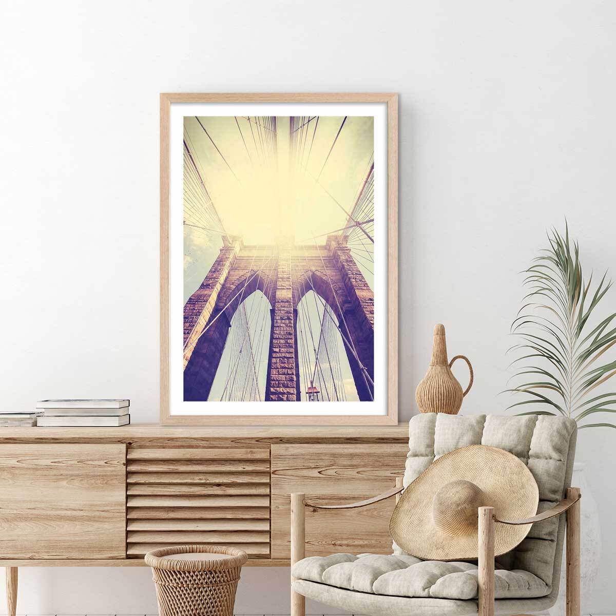 Affiche photo sunshine sur brooklyn Affiche sous cadre bois