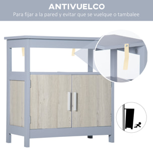 Mueble para Debajo del Lavabo Armario de Suelo de Baño con 2 Puertas y Estante de Almacenaje Carga 15 kg Estilo Moderno Antivuelco 60x30x62 cm Gris