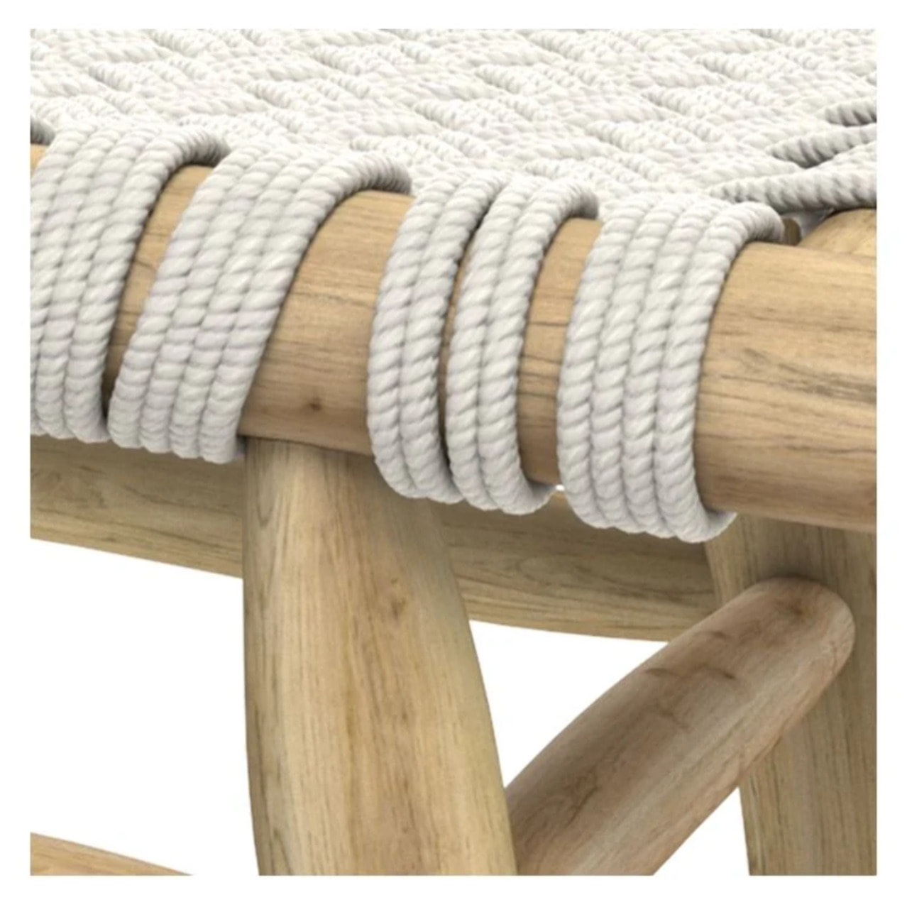 Banc 2 places 90 cm tressé en macramé et branche de teck - Kira