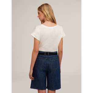 Motivi - Camiseta bimaterial - Blanco