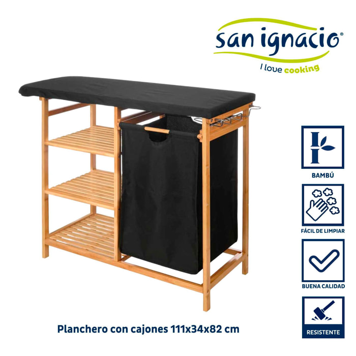 Planchero bambu cajones negro colección kipit