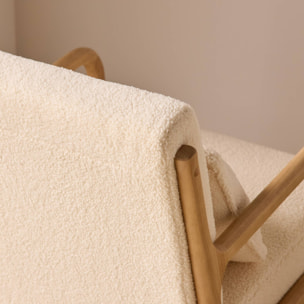 Fauteuil scandinave bois d'hévéa et bouclette LORENS