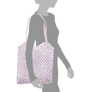 IRIA QUINTANA Borsa a Spalla da Donna Chieti. Tessuto Paglia 41x3x40 Cm. Lilla