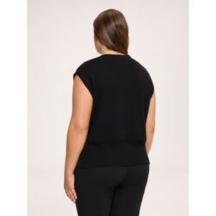 Fiorella Rubino - Chaleco de punto fino con escote en V - Negro