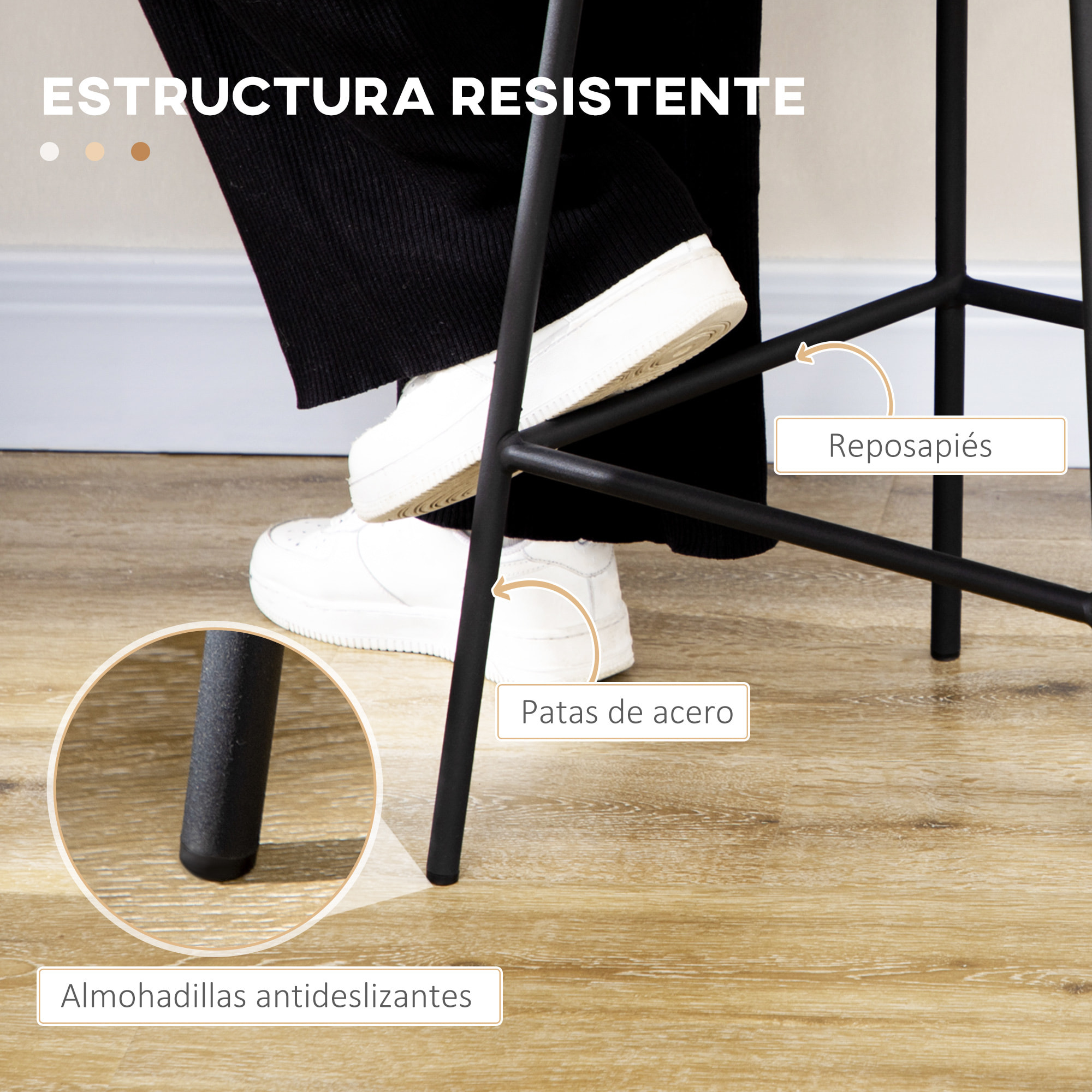 Taburetes Altos de Cocina Juego de 2 con Asiento de Ratán Sintético Taburetes de Bar Modernos con Patas de Acero Carga 120 kg 42,5x52x102 cm Natural