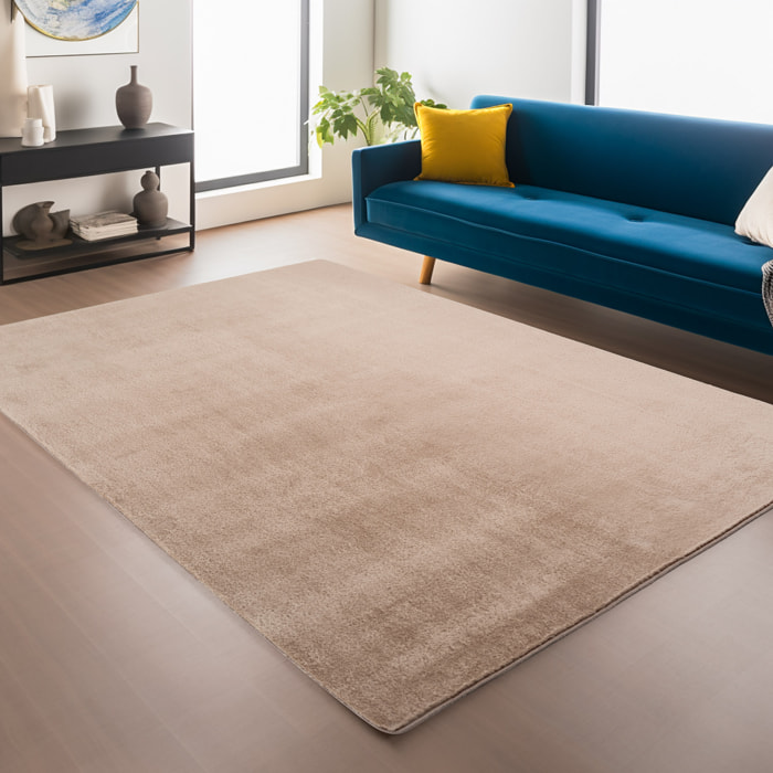 ALBA - Tapis doux beige à poils courts