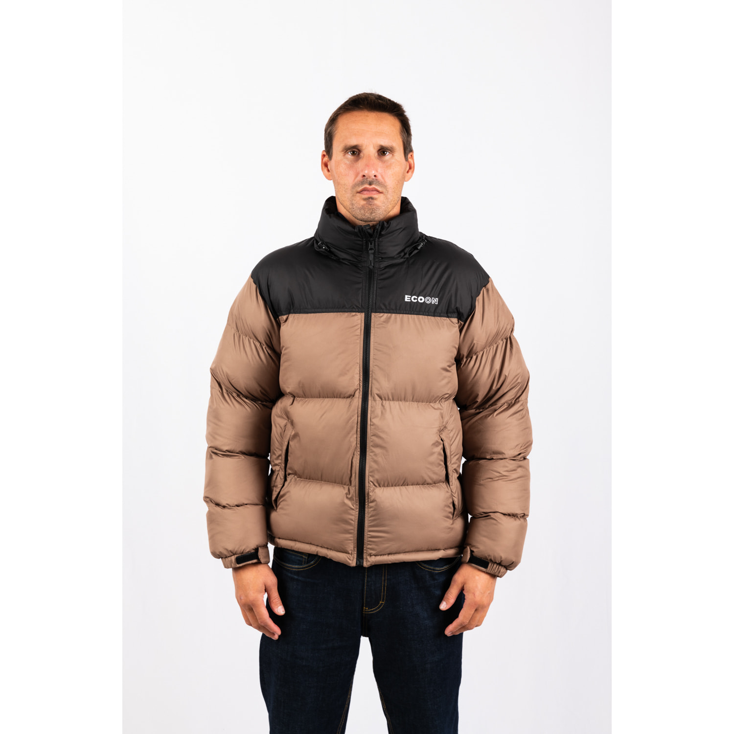 Chaqueta Lisboa short jacket marca ECOON - Caqui / Negro