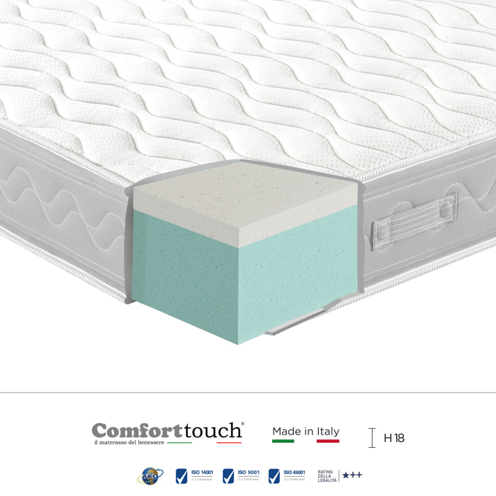 "Young" H18 cm 80x200 guanciale Memory OMAGGIO 1cm memory foam