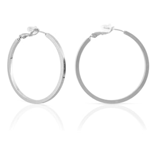 Orecchini a cerchio piatto in rame con rivestimento elettroplaccato, 40 mm, con chiusura catalana in argento sterling 925.