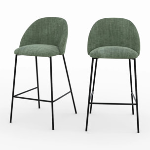 Lot de 2 chaises pour ilot central 66,5 cm en tissu vert sapin - Karl