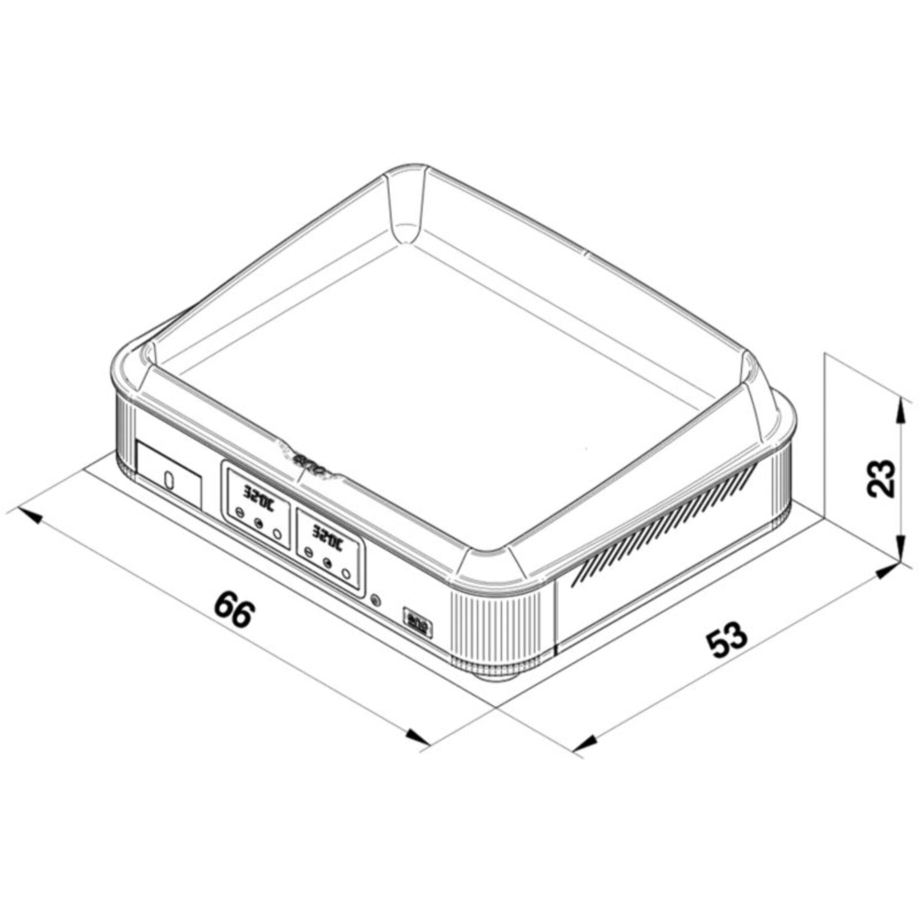 Plancha électrique ENO Enosign Electrique 65 inox à poser, 56x40 cm