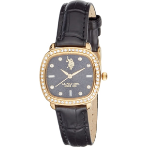Orologio U.S. Polo Assn. con cinturino in pelle nero