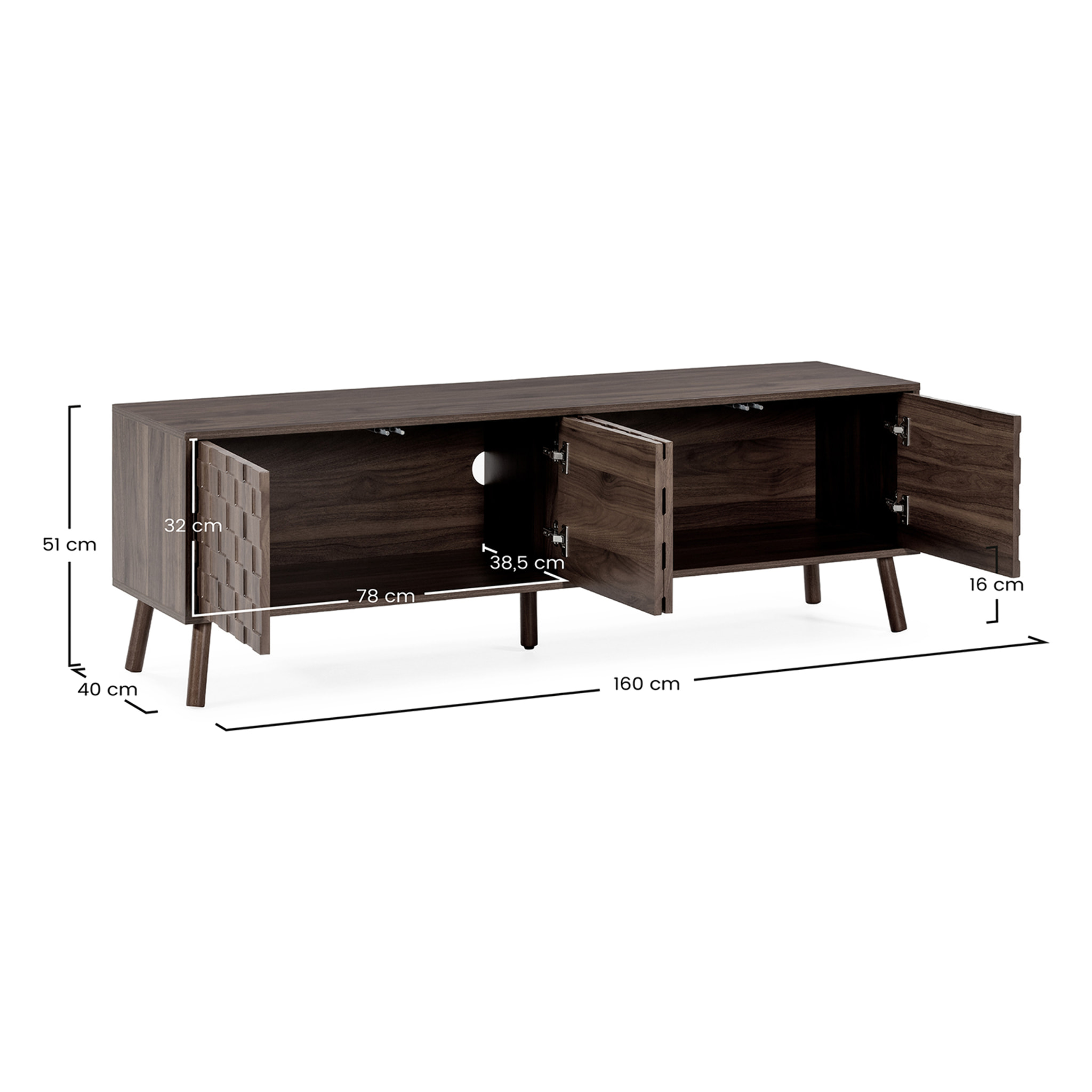 Mueble tv Canadá 4 puertas efecto Nogal