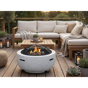 Brasero barbecue en pierre "Volkan" - 60 x 60 x 40 cm - Blanc