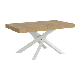 Mesa extensible 90x200/460 cm Volantis Roble Natural estructura blanco