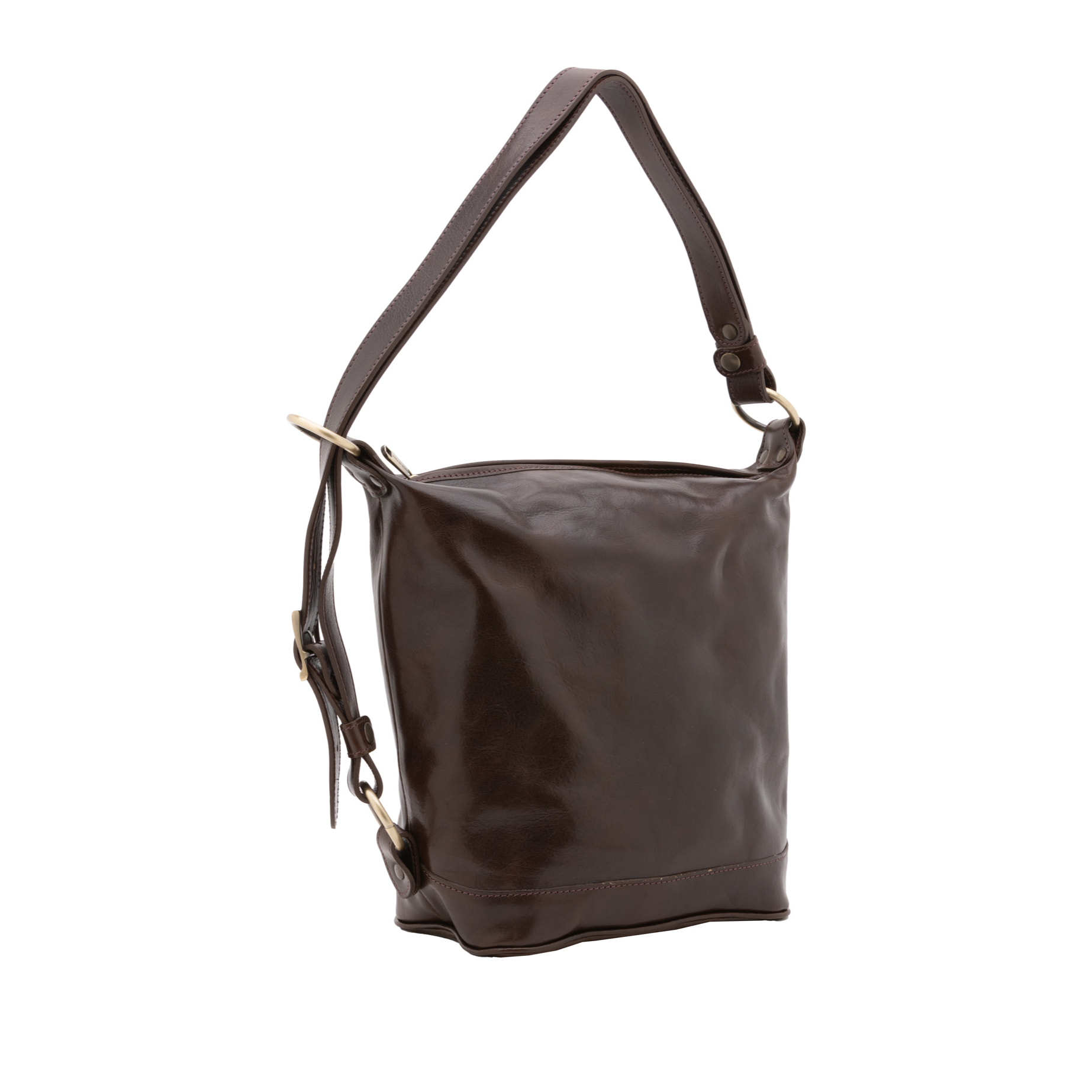 Borsa a secchiello  da donna In Vera pelle Made in Italy 34x33x15 cm