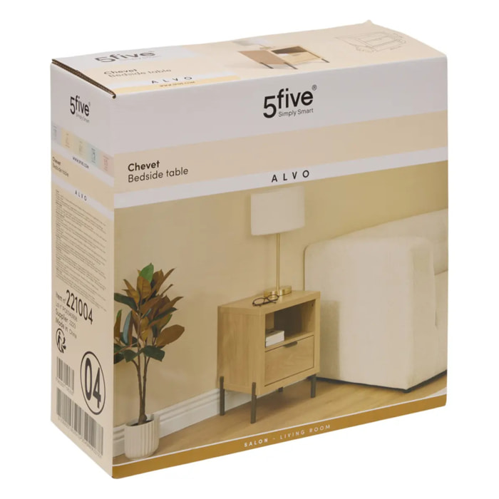 Table de chevet Alvo rectangulaire 39,5x40,5cm 1 tiroir beige