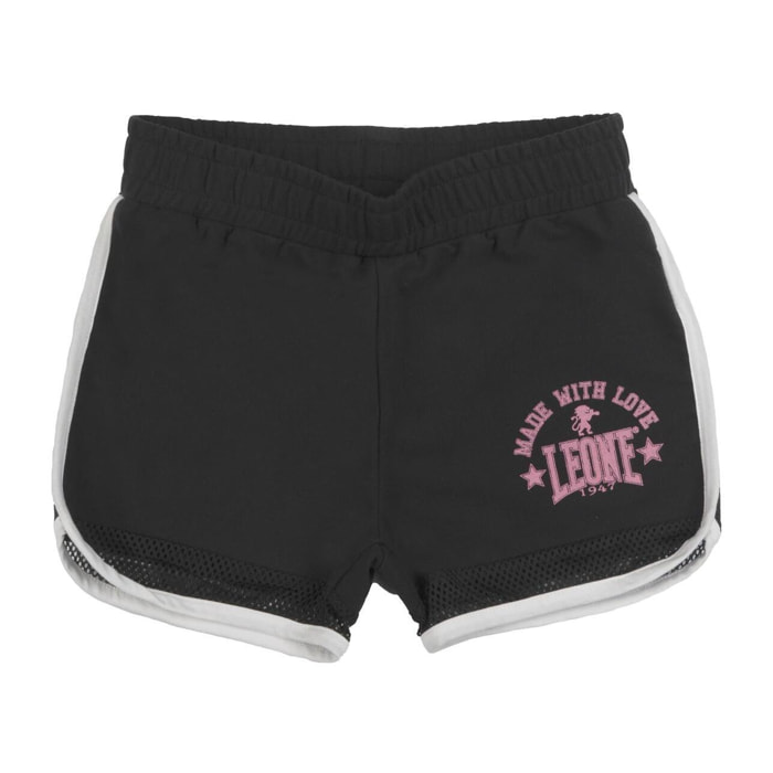 Shorts para niña de Leone 1947 Apparel, confeccionados en felpa de malla. Ligeros y cómodos.