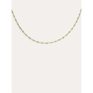 Collar Dots Turquoise Enamel Plata Baño Oro