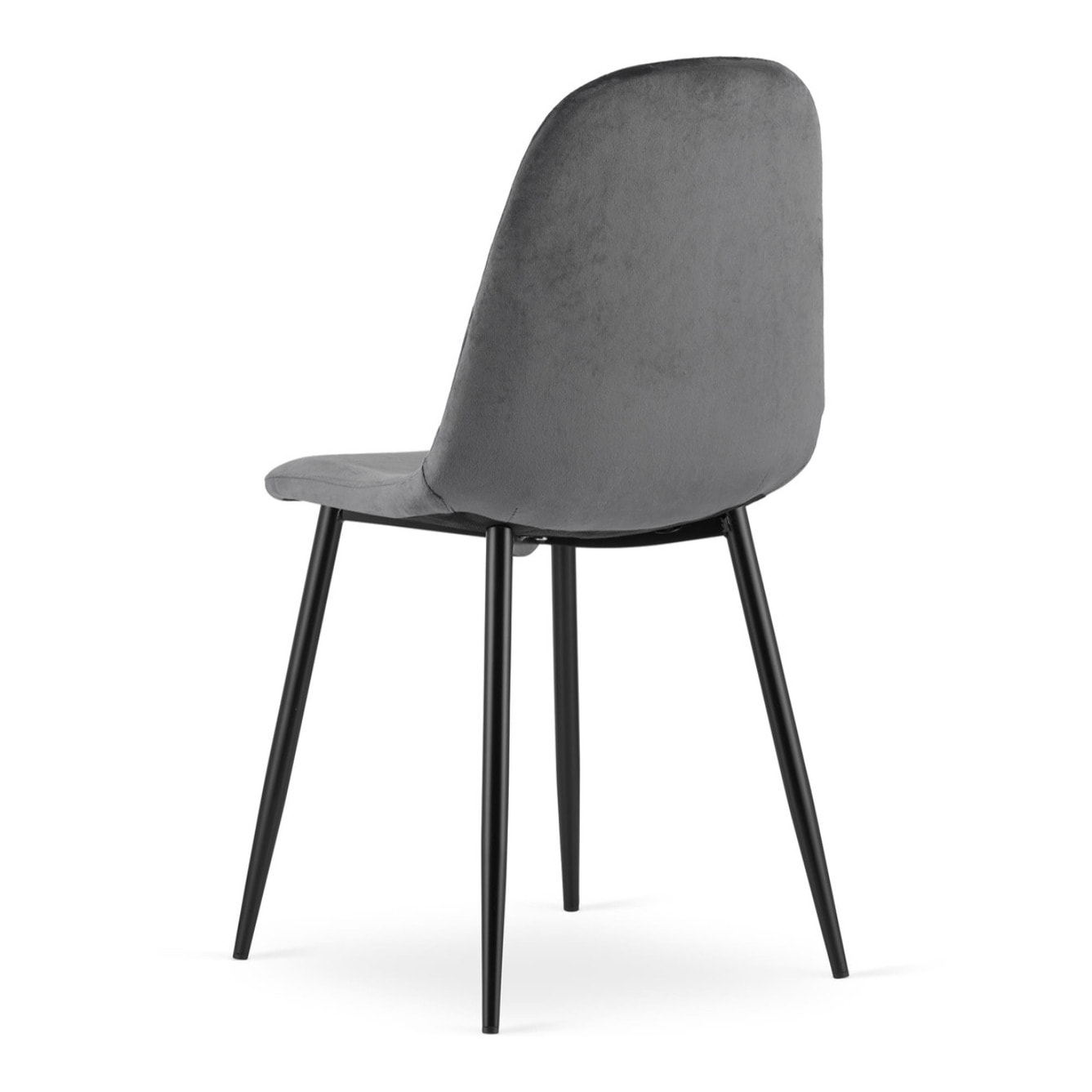 Sedia Asti in velluto grigio scuro con gambe in metallo