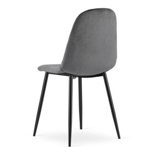 Sedia Asti in velluto grigio scuro con gambe in metallo