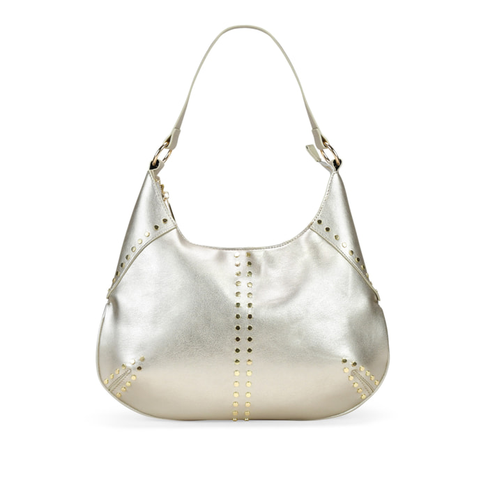 Bolso de hombro dorado con tachuelas