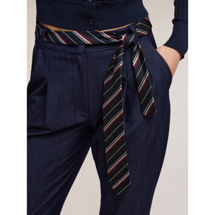 Motivi - Pantalones zanahoria en chambray - Azul