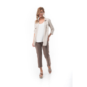 Mamatayoe Chaqueta The Dream Para Mujer, Manga Tres Cuartos, Escote Polo, Tostado