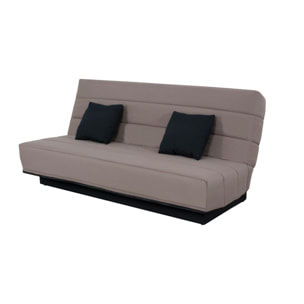 Canapé convertible Melissa, matelas Simmons, 120 x 190 cm, 2 coussins offerts, taupe marine