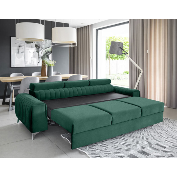 Talisay - canapé droit 3 places - convertible - en velours - Vert