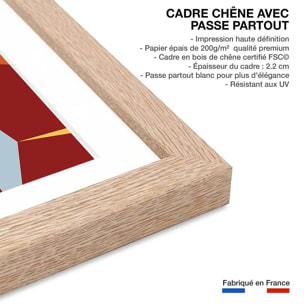 Affiche Surf à Bondi Beach Affiche + cadre en bois - Chêne