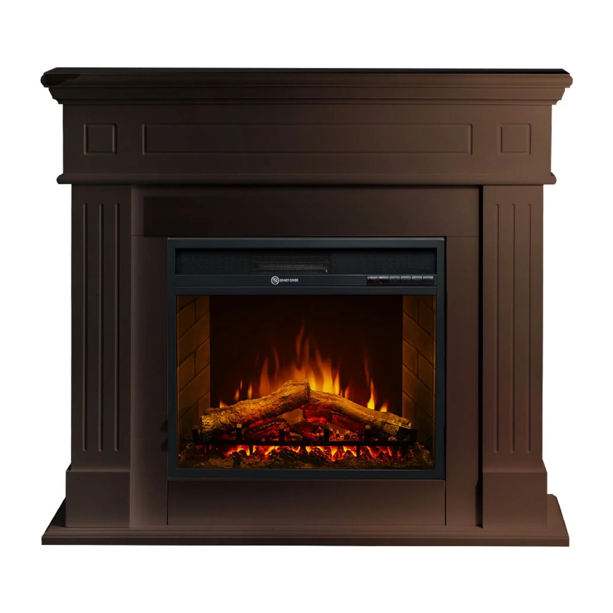 Cambridge - Camino Elettrico da Terra con Effetto Fiamma 110x100x36 cm In Legno Noce