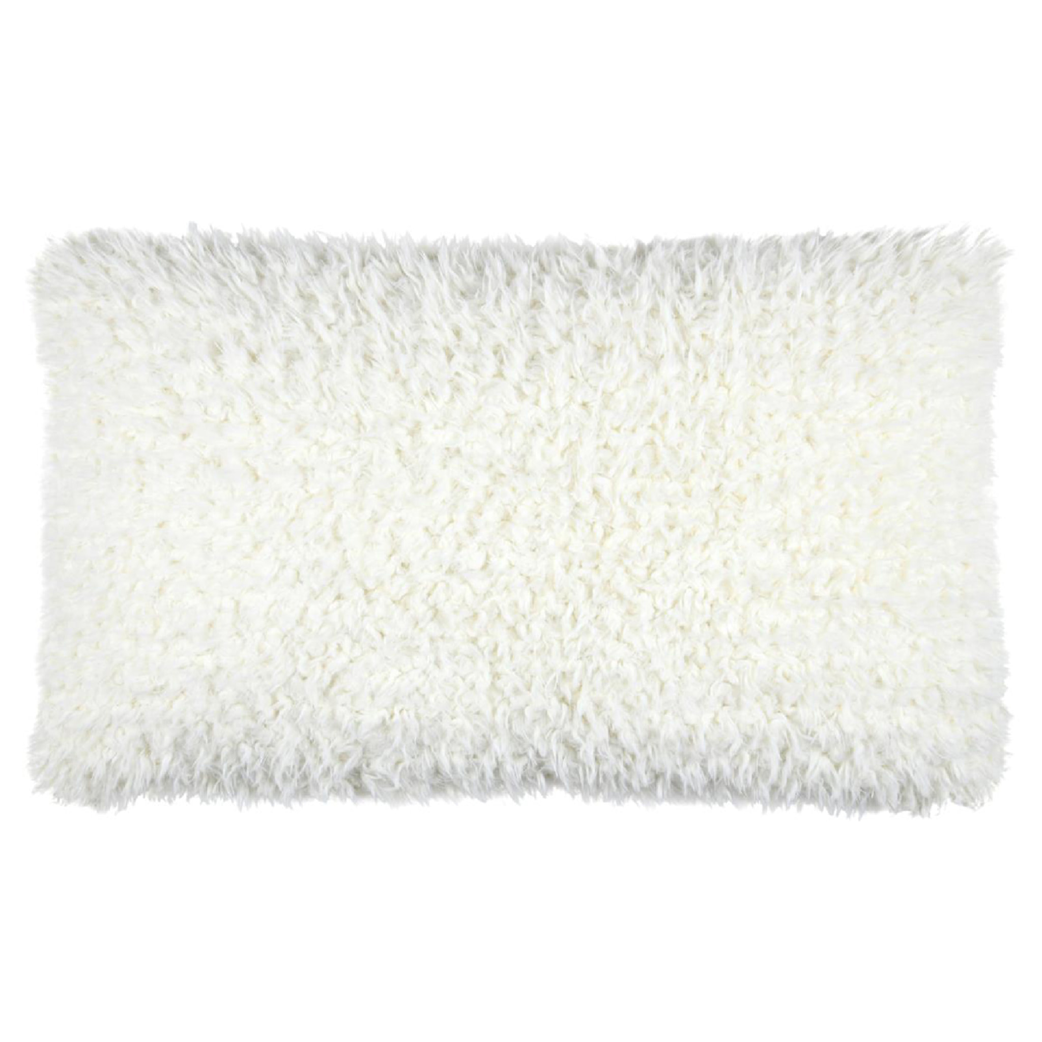 Coussin rectangulaire imitation peau de mouton - Blanc