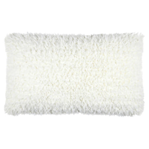 Coussin rectangulaire imitation peau de mouton - Blanc