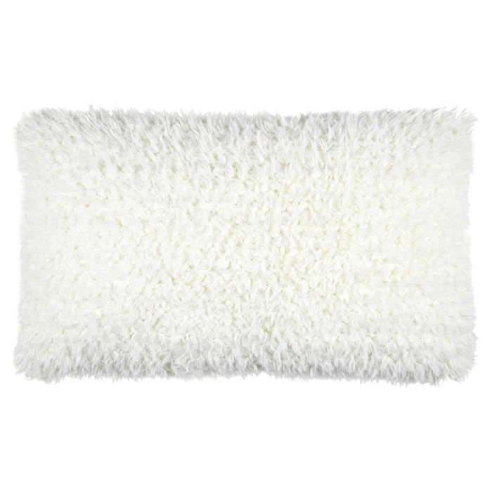 Coussin rectangulaire imitation peau de mouton - Blanc