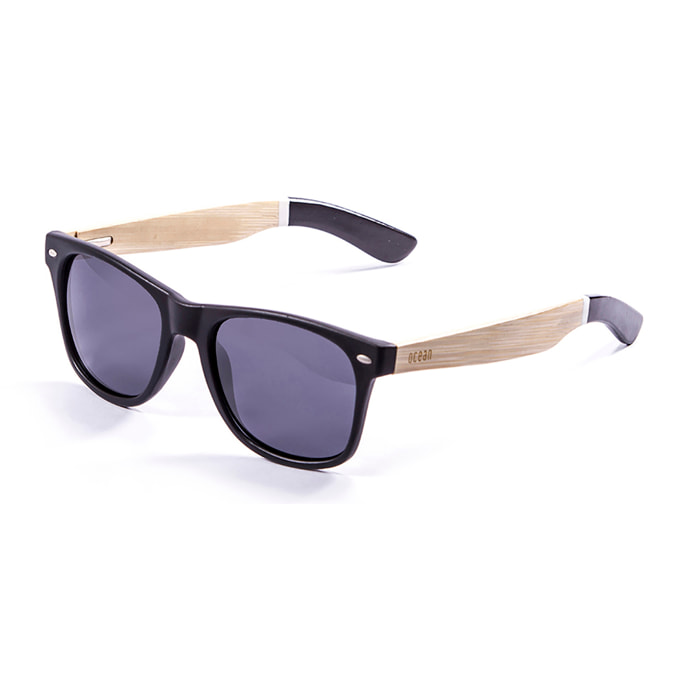 Gafas de sol OCEAN BEACH WOOD - Negro y patillas madera blanco-negro / Ahumada