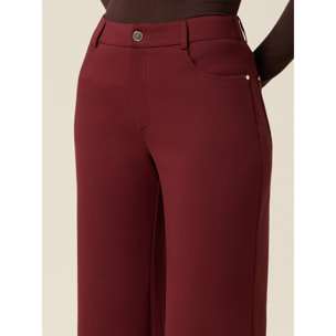 Oltre - Pantaloni palazzo misto cotone - Bordeaux