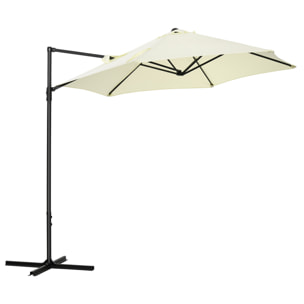 Parasol déporté octogonal Ø 256 cm mât en acier tissu haute densité beige